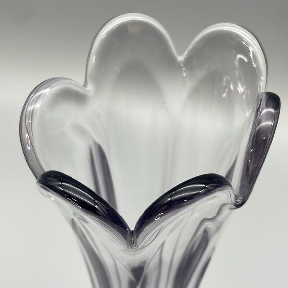 Vintage Amethyst Glass Vase Six Paneled Art Nouveau Imperial Glass Purple Lilac - Picture 11 of 16